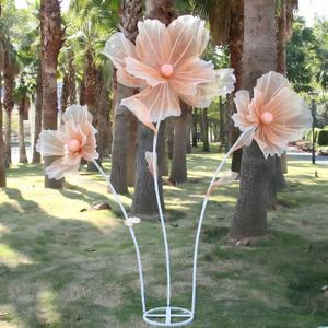 Giant Flowers for Decoration,Wedding Reception Essential Decoration,5.6 Ft Big Artificial Silk Flower with Stems and Stands,Party Banquet Background DecorHome DecorOrange Champagne