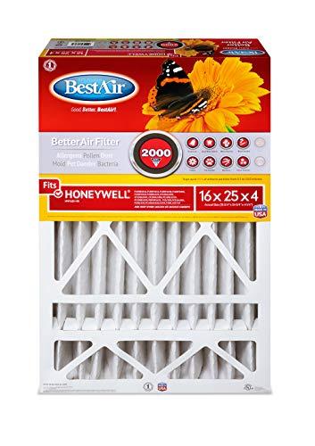 BestAir HW1625-11R AC Furnace Air Filter, 16" x 25" x 4", MERV 11, Removes Allergens & Contaminants, Fits 100%, For Honeywell Models, Pack of 3