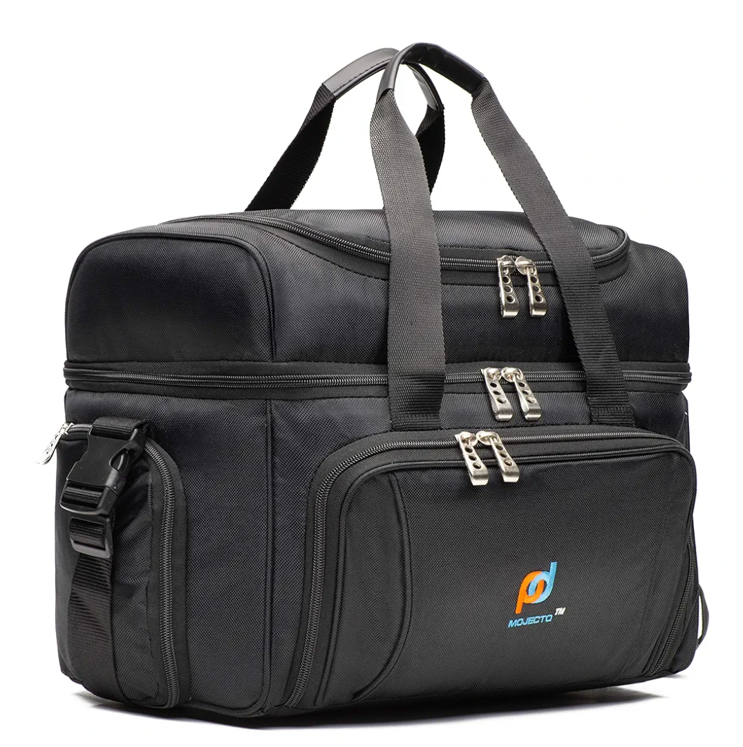 MOJECTO Large Cooler Bag. Two Insulated Compartment, Heavy Duty Fabric, Thick Insulation, 2 Heat Sealed Soft Peva Liner, Many Pockets, Strong Double Zipper, Padded Straps. for Men Women