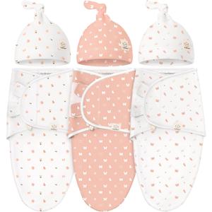 KeaBabies 3-Pack Swaddles for Newborns, Girls, Boys with Hats - Organic Soft Baby Sleep Sacks, Breathable Baby Swaddle 3-6 Months Beanies Set, Premie Infant Sleep Sack 0-3 Months (Butterflies) (One Size)