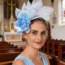 SAFERIN Fascinators Hat Flower Mesh Ribbons Feathers on a Headband and a Clip Tea Party Headwear for Girls and Women (Blue)