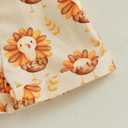 Adobabirl Toddler Baby Girl Halloween Outfit Ghost Pumpkin Overalls Romper Suspender Shorts Jumpsuit Cute Fall Clothes (12-18 Months, Thanksgiving Turkey Beige)