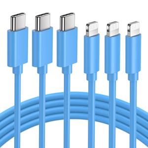 Quntis iPhone 14 Fast Charging Cable 3Pack 6FT MFi Certified USB C to Lightning Cable, Type C iPhone Charger Cord for iPhone 14 13 Mini Pro Max 12 11 X XS XR 8 Plus iPad AirPods Pro, Blue