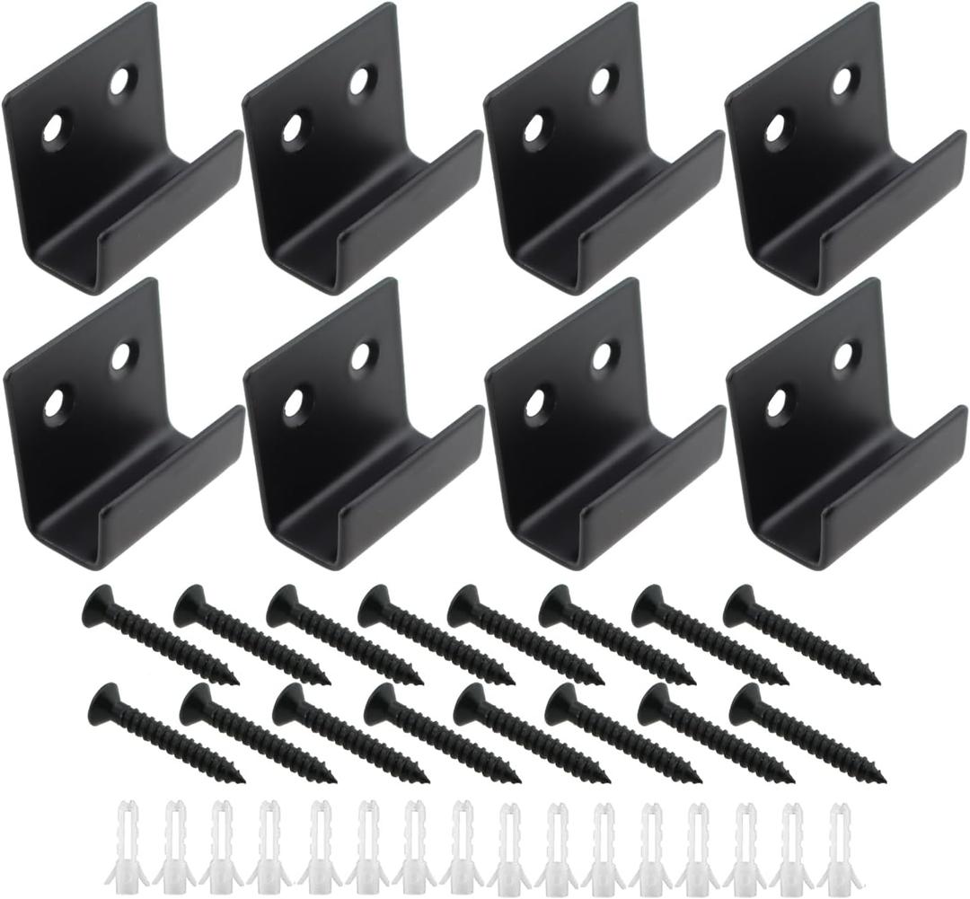 8PCS Middle Size Heavy Duty Tile Display Wall Hanger Black Stainless Steel Wall Mount Bracket Hook Suitable for Mirror Picture Frame Ceramics and Wall Display