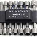 Power Nuts Driver Drill Bit Tools Set Metric Socket Wrench Screw 1/4'' Driver Hex Keys 14PCS (One Size)