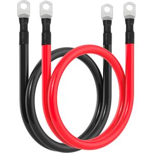 1/0 AWG Battery Cable 1/0AWG Gauge Battery Inverter Cables for Automotive Solar Marine Boat RV Car Motorcycle (1/0 AWG, 3FT, 3/8")