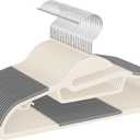 BAGAIL Plastic Hangers 50 Pack with Non-Slip Design,0.2 Inches Thick, 360Swivel Hook Space Saving Organizer for Bedroom Closet,Shirts,Pants(Beige- S Shaped)