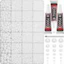 16000Pcs Flatback Pearl Rhinestone for Crafting, Flat Back Pearls and Rhinestones for Crafting, White Half Pearls for Crafts Nail Art with B7000 Glue Clear, 2,3,4,5,6,8,10mm