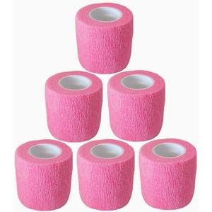 Baisunt 6 Pack 2 Inches Cohesive Bandage Self Adhesive Wrap Elastic Self Adherent Vet Wrap Breathable Self Stick Tape for Wrist, Ankle, Sports, Tatoo Wrap(5 Yards, Pink)