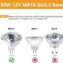 MR16 Halogen Bulbs 50W,6 Pack 12V 50W MR16 Light Halogen Bulbs 2 Pin GU5.3 Base Dimmable with Clear Glass Cover,High Output 2700K Warm White mr16 Light Bulb for Landscape Lights, Track Lights