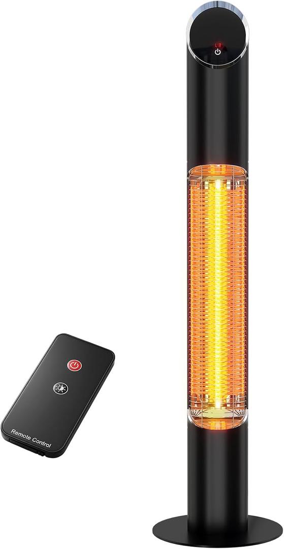 Outdoor Electric Patio Heater, Portable Infrared Heater, Heaters for Outdoor/Indoor Use, Standing Heaters for Patio, Garage, Backyard, 1500W, Black