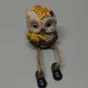 Lulu Home Thanksgiving Figurines, Set of 3 Resin Owl Shelf Sitters with Dangling Legs, Wheat Maize Pumpkin Harvest Sculpture for Window Sill Kitchen Tabletop Autumn Home Decor