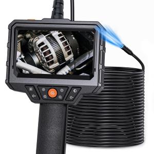 Endoscope with Light and 50ft Semi-Rigid Cable, Handheld Borescope 4.3'' HD 1080P, 8 Adjustable LED Lights, IP67 Waterproof Inspection Camera for Sewer, Gadgets for Men (Single Lens)