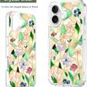 Unov Case Compatible with iPhone 16 Case Magnetic Clear with Design Compatible with MagSafe Slim Protective Soft TPU Bumper with Hard PC Back Embossed Pattern (Stained Glass Flower)