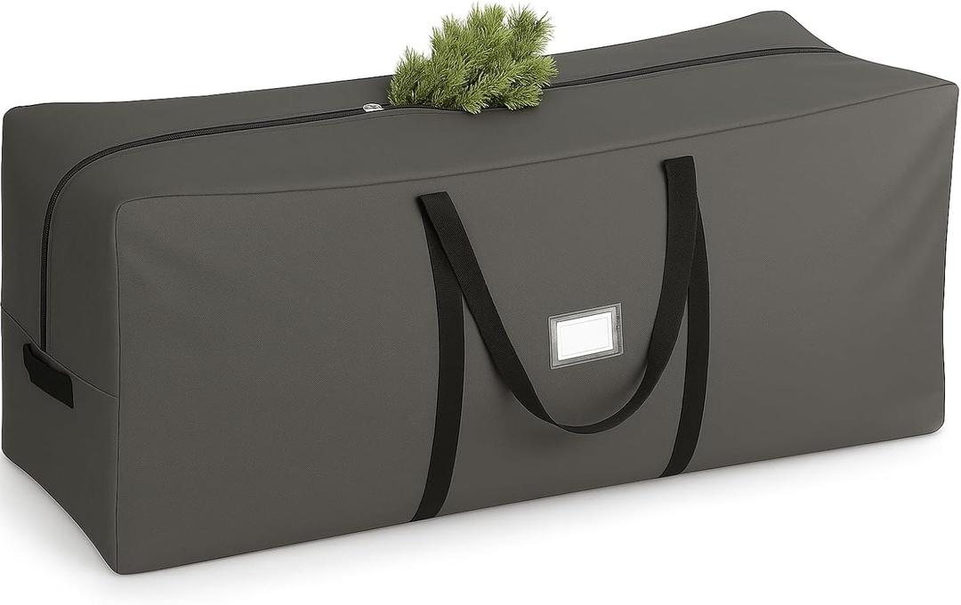 PEULEX 9 Foot Christmas Tree Storage Bag  Extra Large Christmas Tree Storage Container for Artificial Trees up to 9ft, Heavy-Duty 600D Oxford Fabric, Reinforced Handles, Durable Zippers, Gray