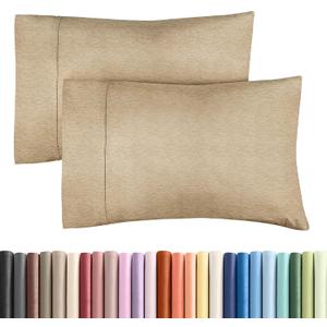 King Pillow Cases Set of 2 - Ultra Soft Hotel Quality Pillowcase Covers - Comfy, Cozy & Wrinkle Free - Shrinkage and Fade Resistant - Machine Washable Pillow Protectors - 2 Piece Set - Heathered Tan