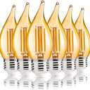 ALAMPEVER LED Chandelier Light Bulbs 40 Watt, Dimmable CA11 Candelabra LED Light Bulb, E26 Led Bulbs 2200K Warm White, Amber Glass, 6 Pack, 330LM