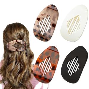 Flat Hair Clips for Women - Large Oval Hair Claw Clips and Duckbill Hair Clip for Thin Hair or Thick Hair - Non Slip Strong Hold Hair Accessories for Women(4Pack, 4Colors) (Style 1)