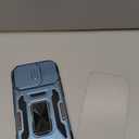 DEERLAMN Case for iPhone 16 Pro with Slide Camera Cover+Screen Protector(2 Packs), Rotated Ring Kickstand Military Grade Shockproof Protective Cover-Light Blue