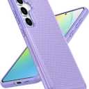 FNTCASE for Samsung Galaxy S24 Case: Dual Layer Heavy Duty Cell Phone Protective Cover Shockproof Rugged with Non-Slip Textured - Military Drop Protection Bumper Tough - 2024, 6.2inch Light Purple