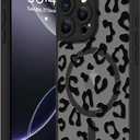 Fiyart Designed for iPhone 16 Pro Case Matte Cheetah Print Design Compatible with MagSafe Wireless Charging,Cute Leopard Print Anti-Scratch Translucent Phone Cover for Women Girls Men 6.3"-Black