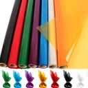 CMFYHM 7 Rolls Colored Cellophane Wrap Roll (34 in x 16.4 ft x 7 Colors) Extra Wide Cellophane Roll Transparent Color Cellophane Gift Wrapping for Gift Baskets,Flowers, DIY Craft,Baby Shower,