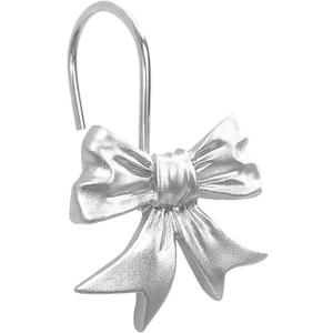 CHICTIE Decorative Shower Curtain Hooks, Bow Knot Shower Curtain Rings Hooks for Bathroom Baby Kids Room Rustproof Shower Hooks (Silver)