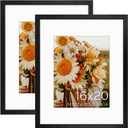 Golden State Art, 16X20 Picture Frame with Mat for 11X14 - High Definition Glass Wall Mounting Horizontal Vertical Display (Black, 2 Pack)