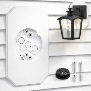 Vinyl Siding Mounting Blocks, Siding Mounting Plate for 1/2 inch Lap Double and 4 inch Siding, Outdoor Light Mounting Block with Built-in Electrical Box, Siding Mounting Kit - White