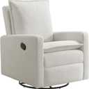 Oxford Baby Uptown Upholstered Glider Recliner Rocking Chair 360 Swivel for Nursery and Living Room - Boucle White