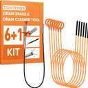 3 x 51inch Drain Hair Remover(6pack),34inch Drain Clog Remover(1pack),Drain Auger Cleaner Tool Set For Toilet, Kitchen Sink, Bathroom Tub, 7 Pack