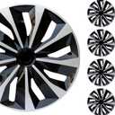 Hubcap Wheel Cover Replacement R17 Hub Caps Universal-Fit Steel Wheel Rim Cover ABS Material Exterior Accessories for Car Truck SUV -Set of 417-inchSilver-Black
