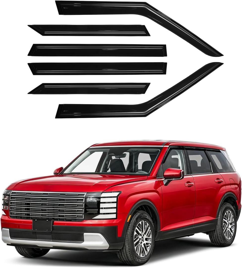 Canvcle Palisade Rain Guards - Window Visors for Hyundai Palisade 2026, Outside-Mount Tape-On Side Window Wind Deflectors for Palisade Accessories, Vent Visors Shades Rainproof 6PCS