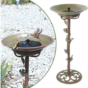7 x 28.5" H Solar Bird Bath for Outside,Solar Fountain and Cast Iron Bird Bath,Metal Bird Baths Bubbler,Birdbaths for Outdoors,for Garden Outdoor Decoration