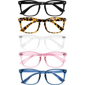 5 Pack Reading Glasses for Women Men, Blue Light Blocking Computer Readers UV Glare(Multicolor, 0.75x)
