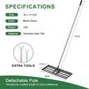 30x10 inch Lawn Leveling Rake, Yumatum 72" Effort Saving Lawn Leveler Tool, Stainless Steel Handle Lawn Leveler for Golf Course Yard Pasture Garden, Professional Lawn Care Landscape Rake