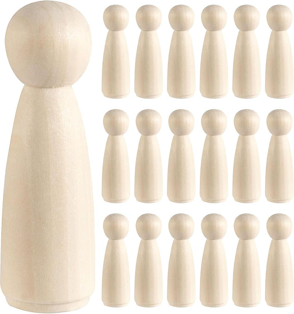 HOIGON 30 PCS 3.5 Inch Wooden Peg Dolls, 90mm Unfinished Angel Girl Wooden Peg Doll People for Crafts, Wedding, Cake Toppers, Painting, Decor