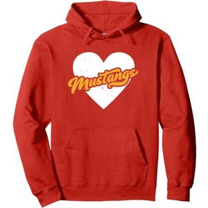 Vintage Mustangs High School Go Mustangs Pride Heart Pullover Hoodie, Red