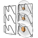 2-Pack Pot Lid Organizer, 6-Tier Pots & Pans Lid Holder Organizer for Cabinet or Wall/Door Kitchen Storage, No-Drill Adhesive Mount, Space-Saving Solution