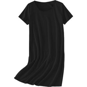 Ekouaer Nightgowns for Women Cotton Sleepshirts Short Sleeve Nightshirt Tshirt Night Gown Casual Sleepdress Comfy Nightdress (Black, XL)