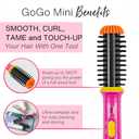 CALISTA GoGo Mini Heated Round Brush | Curl, De-Frizz, and Style Hair with the Mini 7 Styling Tool | Heats to 365F | Perfect for Travel | Dual Voltage | Compatible for Most Hair Types (Pink Petals)