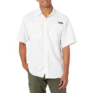 Men's Mossy Oak Short Sleeve Button Down Fishing Shirt (Medium, White)