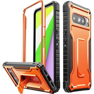 FITO for Google Pixel 8 Pro Case, Dual Layer Shockproof Heavy Duty Phone Case Built-in Kickstand for Google Pixel 8 Pro Phone (Orange)