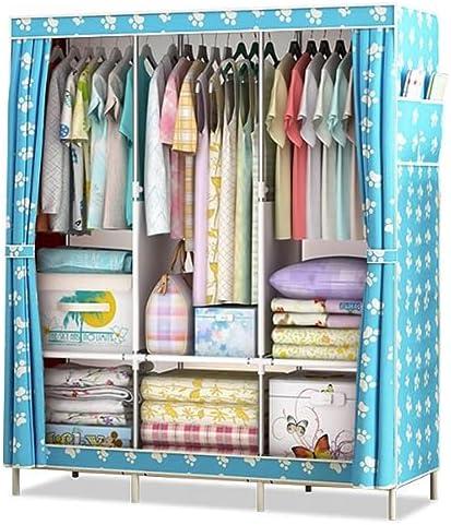 Portable Closets Portable Closet Wardrobe Closet for Hanging Clothes with 6 Shelves, 3 Hanging Rail and 2 Side Pockets Clothes Storage Organizer for Bedroom(Painted Butterfly)