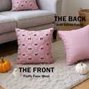 Fall Halloween Ghost Throw Pillow Covers 20x20 Set of 2 - Cute Ghost Horror Decor Pillow Cases - Faux Fur Decorative Pillows for Home Couch - Spooky Hallowen Party Decorations Indoor - Pink