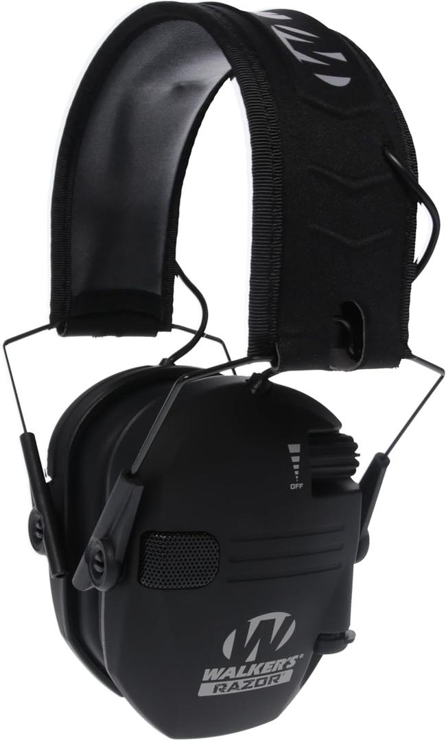 Walker's Razor Slim Ultra Low Profile Compact Design Adjustable Range Shooting Hunting Hearing Protection Electronic Earmuffs (Black)