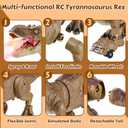 Remote Control Tyrannosaurus Rex Dinosaur Toys for Kids 3-5, 5-7, 8-12, RC T Rex Dino Robot Toy with Spray, Roar & Light, Birthday for 3 4 5 6 7 8 9 10 11 12 Year Old Boys (Brown)