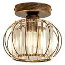 YYJLX Semi Flush Mount Ceiling Light Fixture E26 Mini Crystal Chandelier Oil Rubbed Bronze Small Ceiling Lamp for Entryway Bedroom Bathroom Hallway Closet Foyer Light