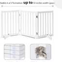 LZRS Freestanding Dog Gate 30 inch Tall - 3 Panels Solid Wooden Pet Gate for Doorways, Stairs & Hallways, Expandable & Foldable with Support FeetIndoor Use,White
