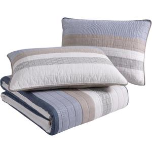 Nautica- King Quilt Set, Cotton Reversible Bedding Set, All Season Designer Home Dcor (Ridgeport Beige, King)